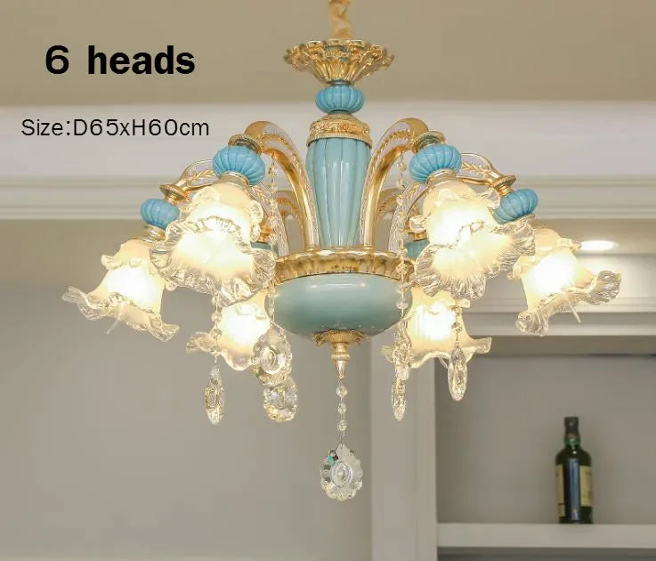 Modern Nordic Ceramic Chandelier with Crystal Drops