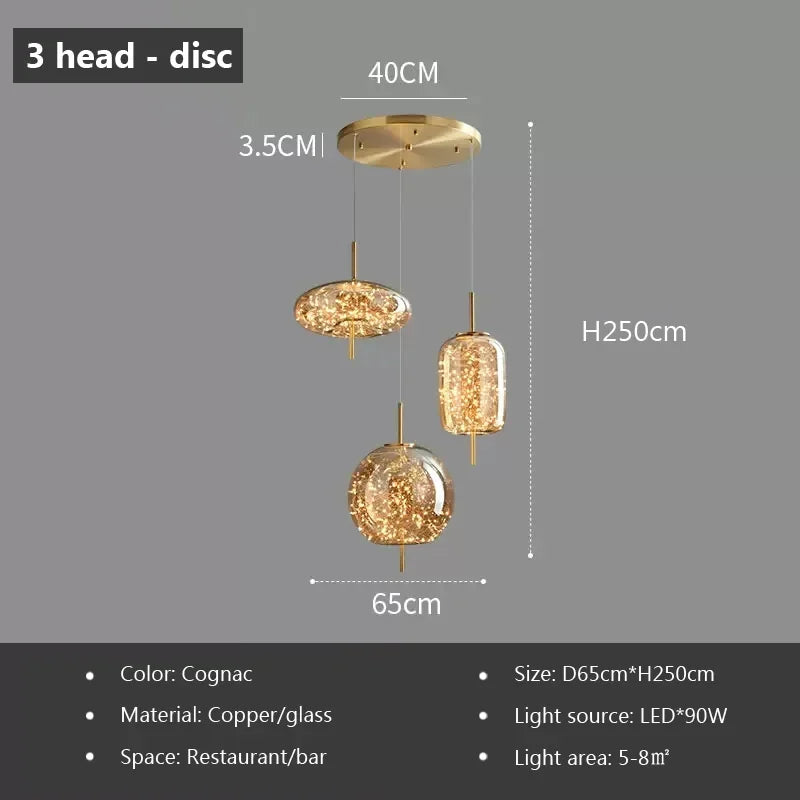 Nordic Glass Pendant Light with Iron Finish