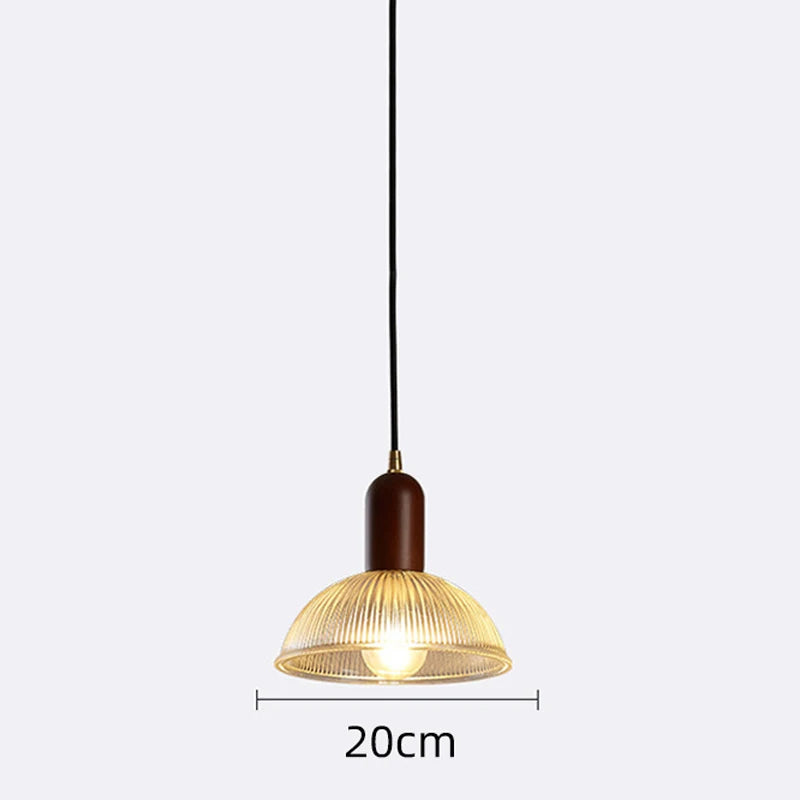 Vintage Glass Pendant Light with Iron Base