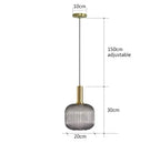 Nordic Modern Ribbed Glass Pendant Light Green/Grey/Amber Glass Hanging Lamp for Kitchen Island Dining Room Home Decor E27