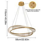 Luxury Crystal Twist Ring Chandelier in Gold for Dining Room