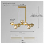 Glass Globe Mid Century Chandelier Linear Dining Light