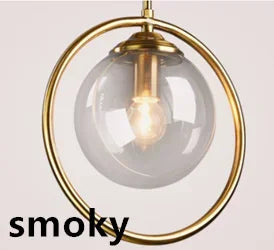 Nordic Golden Iron Pendant Light with Glass Shade
