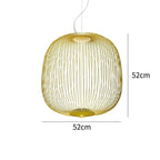 Italian Spokes Wire Cage Pendant Light in Gold for Staircase and Lobby