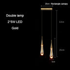 Modern Water Drop Led Pendant Lamp Gold/Black/Brass Crystal Glass Pendant Light Living room Bedroom Bedside Small Chandelier