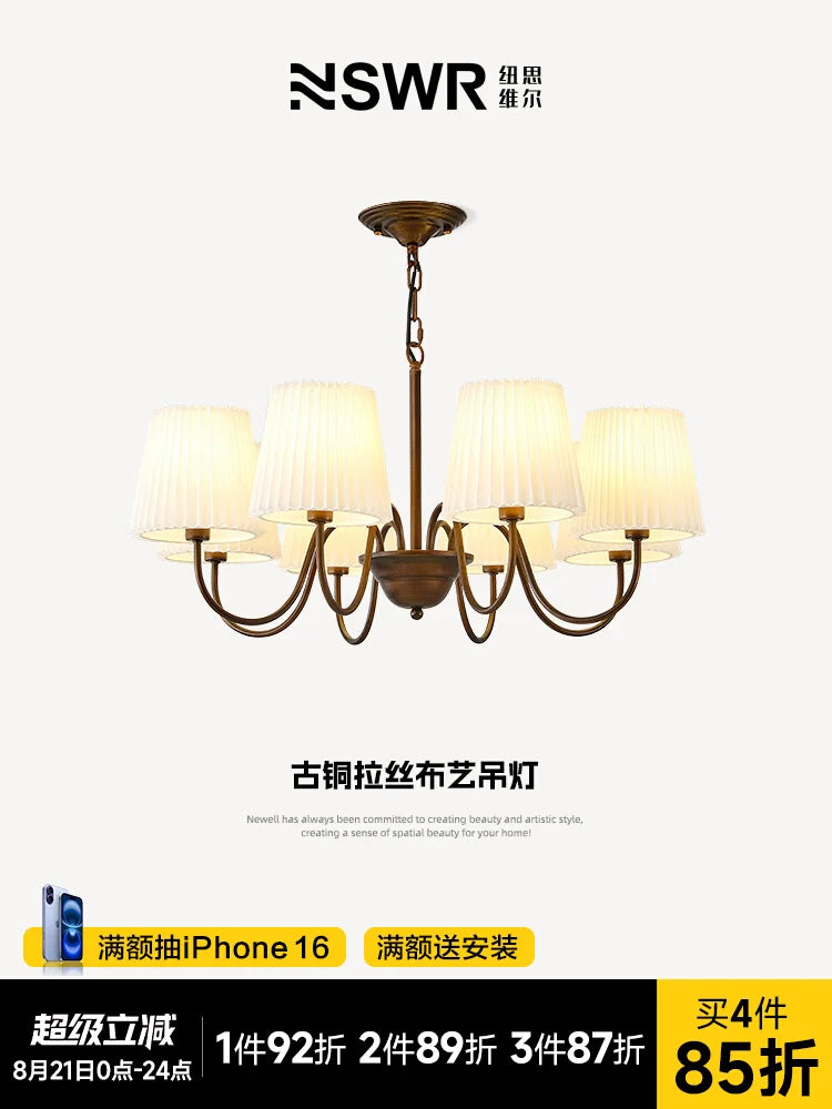 Rustic Pleated Crystal Pendant Light