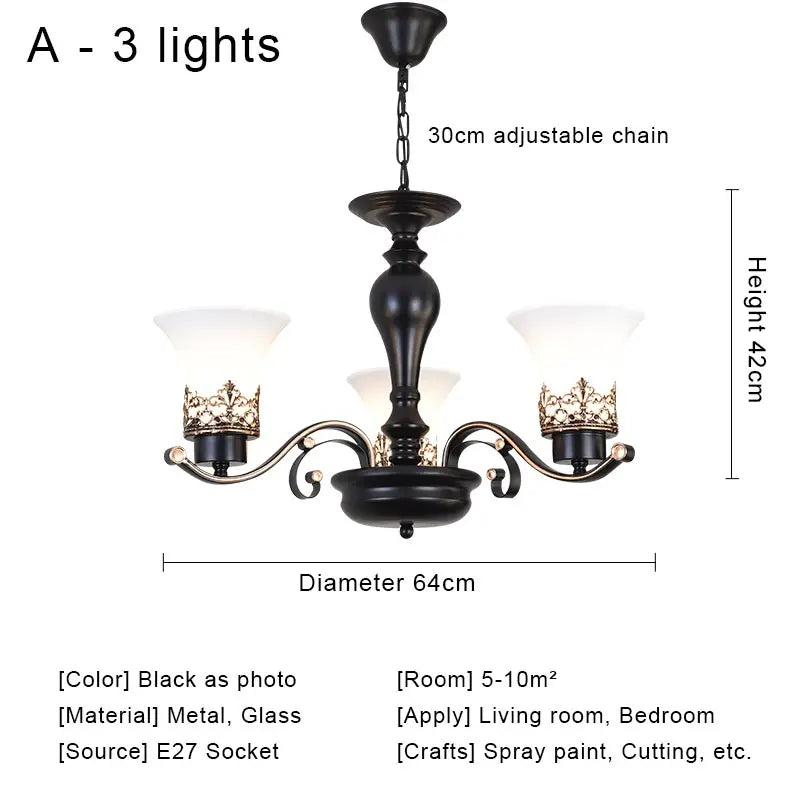 Vintage Iron Glass Pendant Chandelier Retro Loft