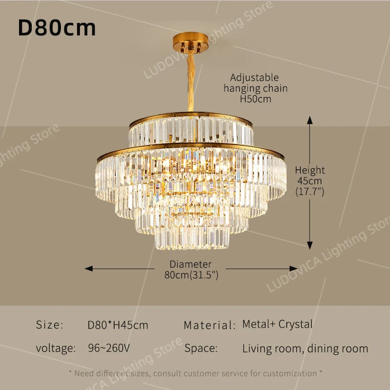 LED Crystal Chandelier - Luxury Dining Room Pendant