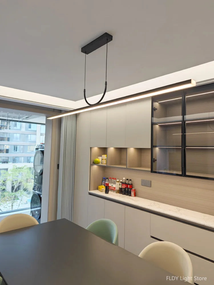Minimalist Iron Pendant Light - Linear Hanging Lamp