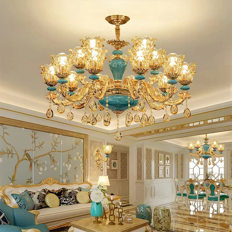 European Ceramic Chandelier Luxury Hall Light