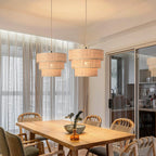 Bohemian Rattan Pendant Light 3-Tier Woven