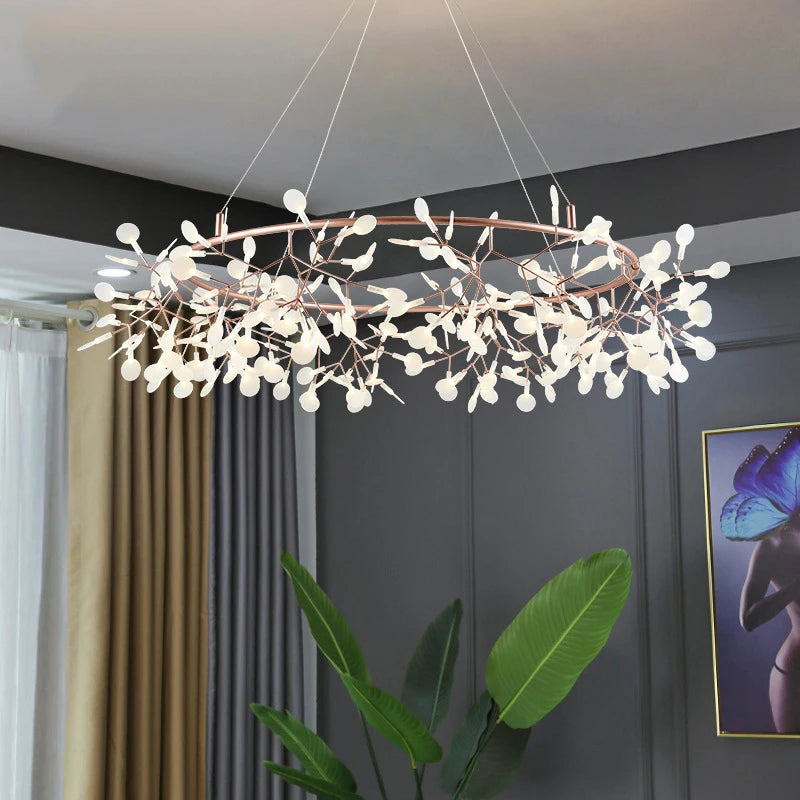 Nordic Modern Iron Chandelier Firefly Round Pendant