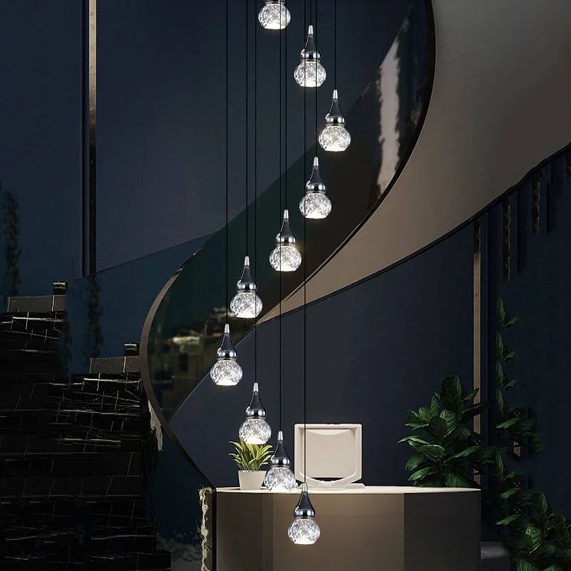 Crystal Glass Pendant Light for Staircase & Entryway