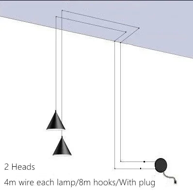 Lámpara colgante cónica de hierro minimalista para comedor