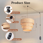 Bohemian Rattan Pendant Light 3-Tier Woven