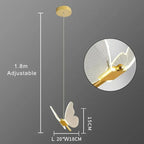 Butterfly LED Pendant Light in Gold with Clear Wings for Bedside