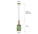 Nordic Modern Ribbed Glass Pendant Light Green/Grey/Amber Glass Hanging Lamp for Kitchen Island Dining Room Home Decor E27