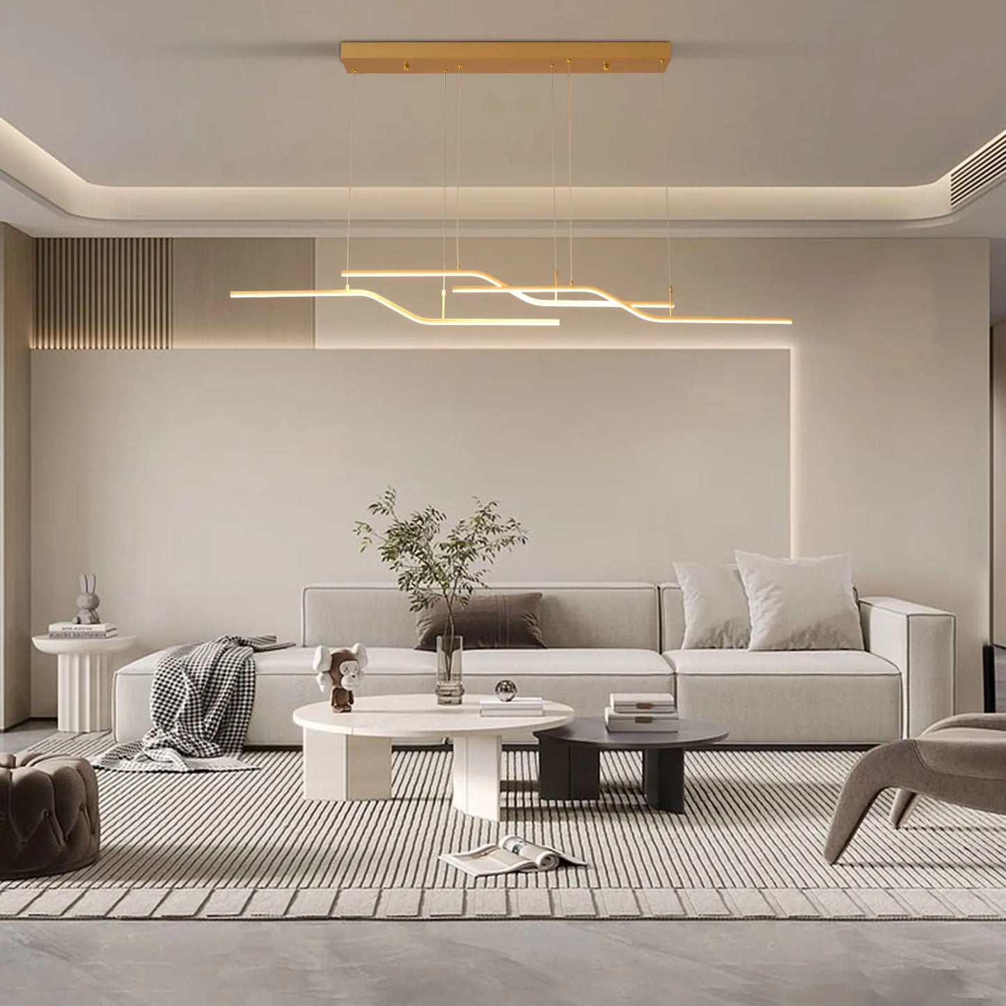 Minimalist Gold Linear Pendant Light for Dining