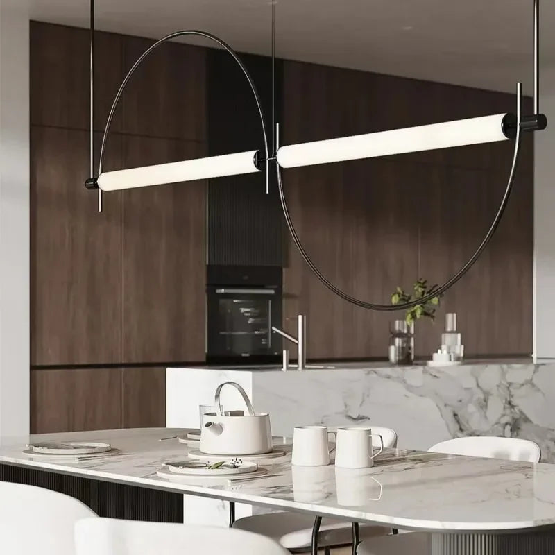 Lámpara Colgante Minimalista de Arco de Hierro para Sala de Estar