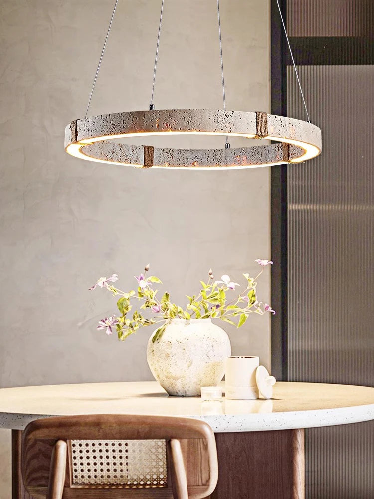 Minimalist Travertine Stone Pendant Light for Dining