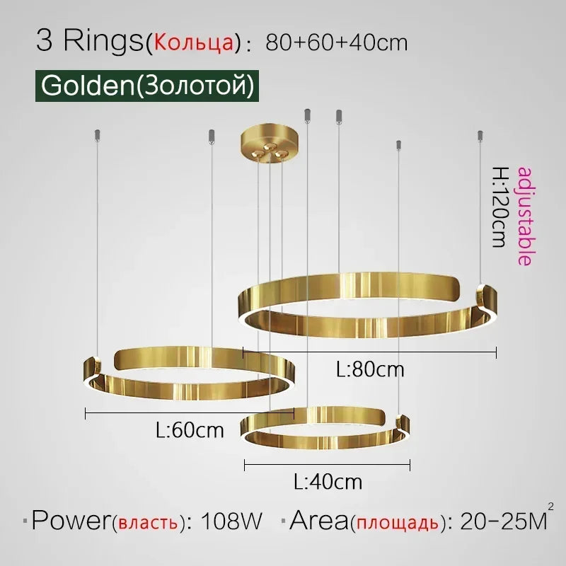 Nordic Copper Ring Pendant Light for Dining Room