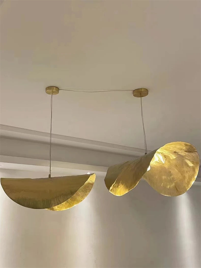 Nordic Brass Pendant Light Lotus Leaf Design