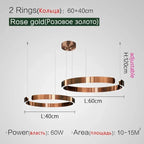 Nordic Copper Ring Pendant Light for Dining Room