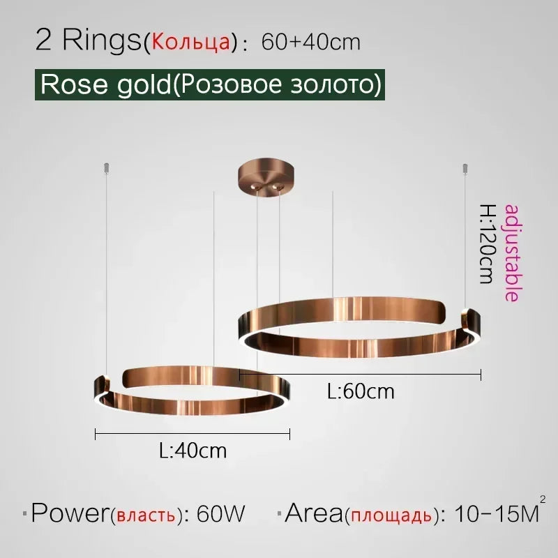 Nordic Copper Ring Pendant Light for Dining Room