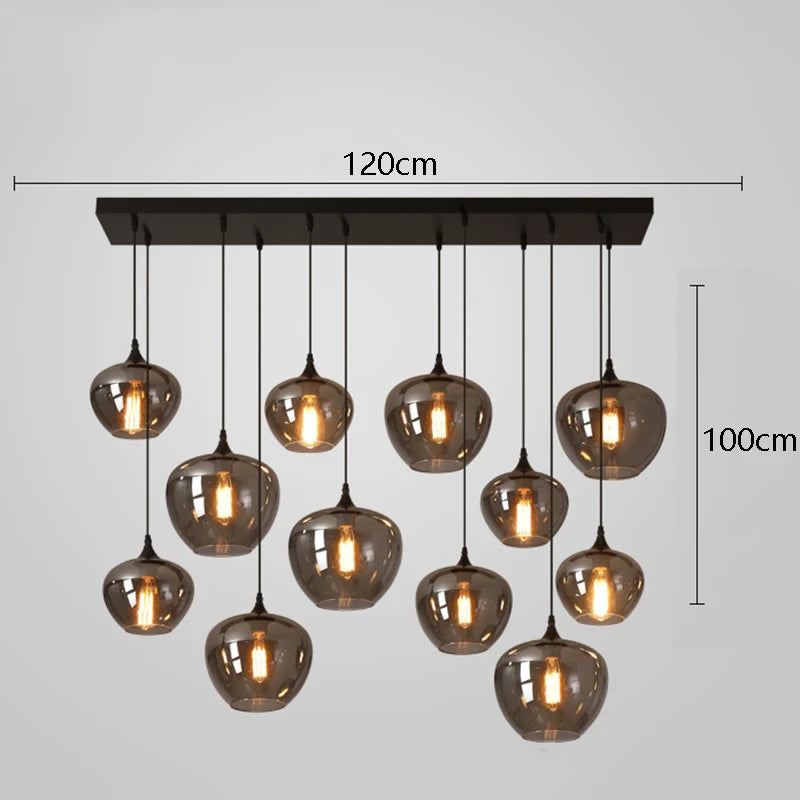 Nordic Smoke Glass Pendant Light for Dining Room