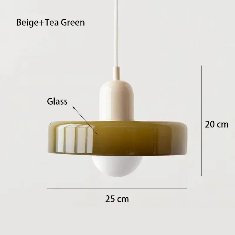 Retro Two Tone Glass Mushroom Pendant Light for Cafe and Dining Room