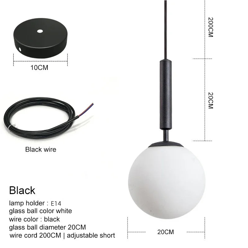 Nordic Glass Ball Pendant Light - Brass Hanging Lamp