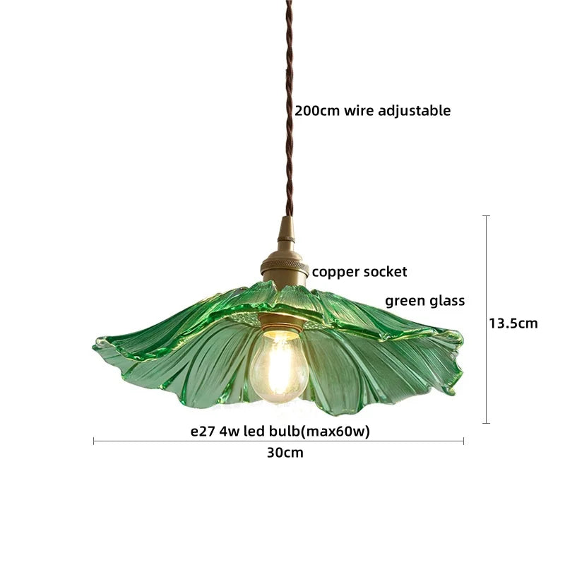 Nordic Glass Pendant Light with Copper Fixture