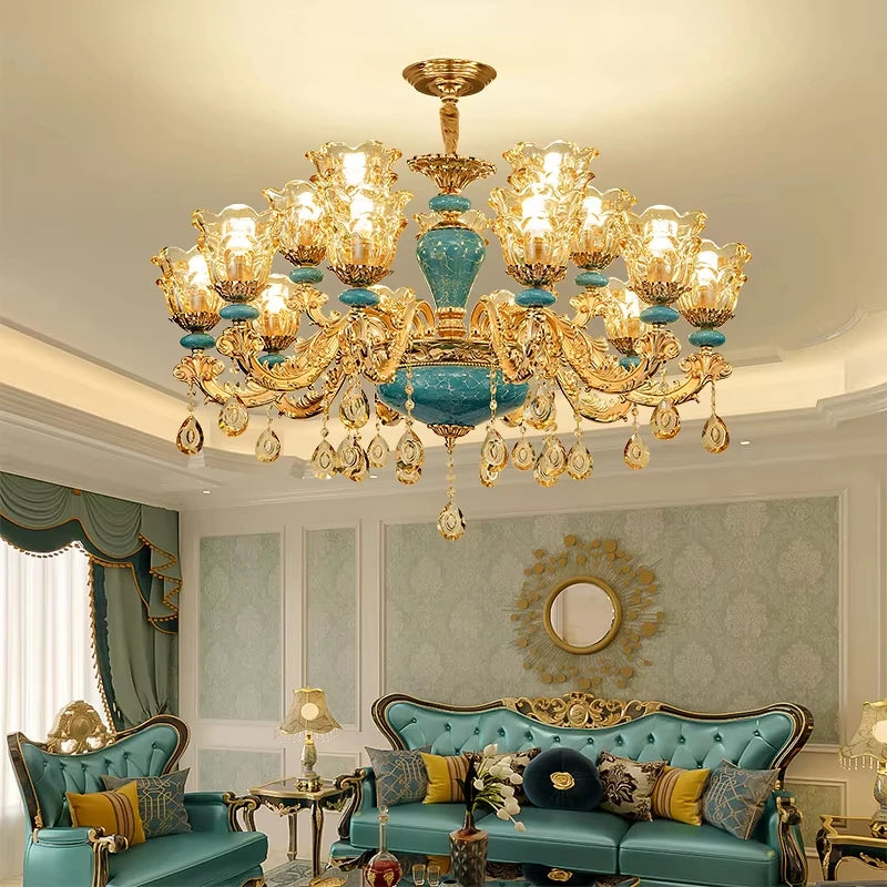 European Ceramic Chandelier Luxury Hall Light