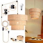 Bohemian Rattan Pendant Light 3-Tier Woven