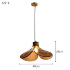 Retro Glass Flower Pendant Light Copper Finish