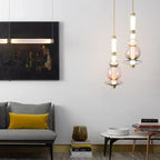 Minimalist Glass Pendant Light with Brass Accents