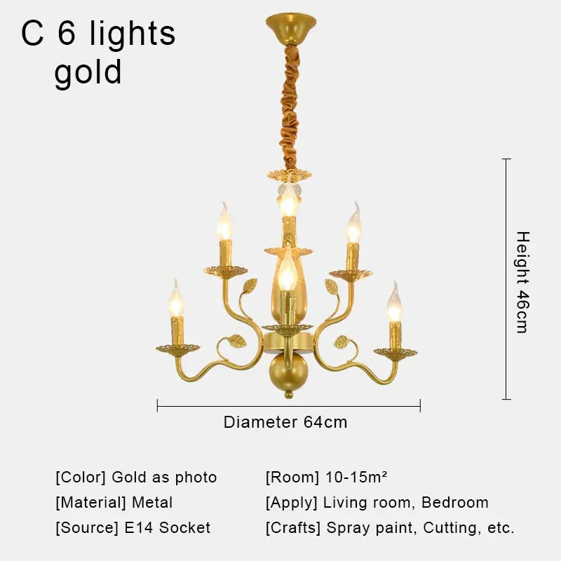 Rustic Iron Crystal Chandelier Pendant Light