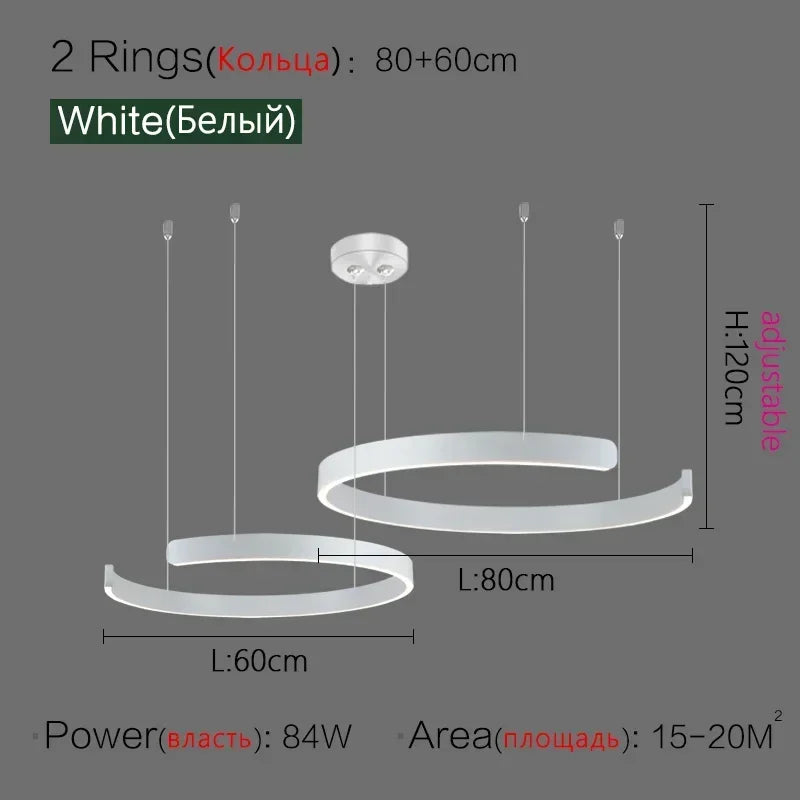 Nordic Copper Ring Pendant Light for Dining Room