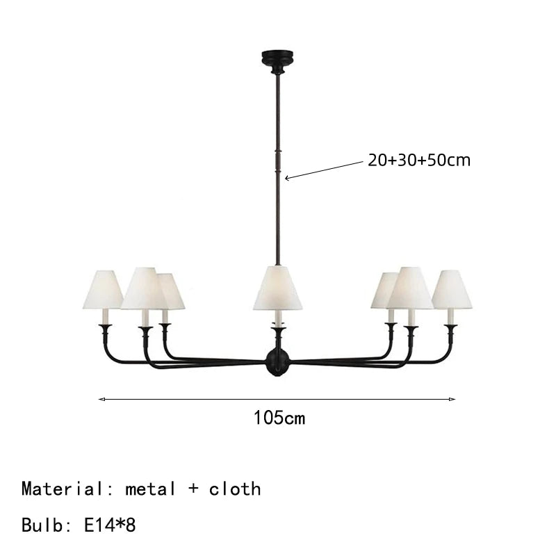 Modern Black Pendant Light Fabric Shade Crystal Accents