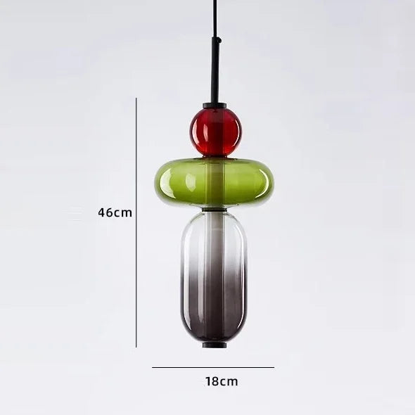 Designer Candy Glass Totem Pendant Light in Bold Colors for Dining Room