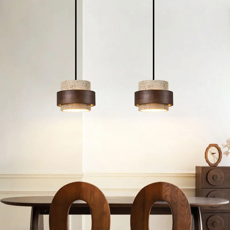 Nordic Wood Stone Pendant Light for Dining Room