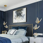 Butterfly LED Pendant Light in Gold with Clear Wings for Bedside