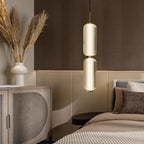 Modern Ribbed Glass Capsule Linear Chandelier in Gold for Dining Table