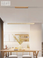 Lámpara colgante minimalista de madera y piedra para comedor