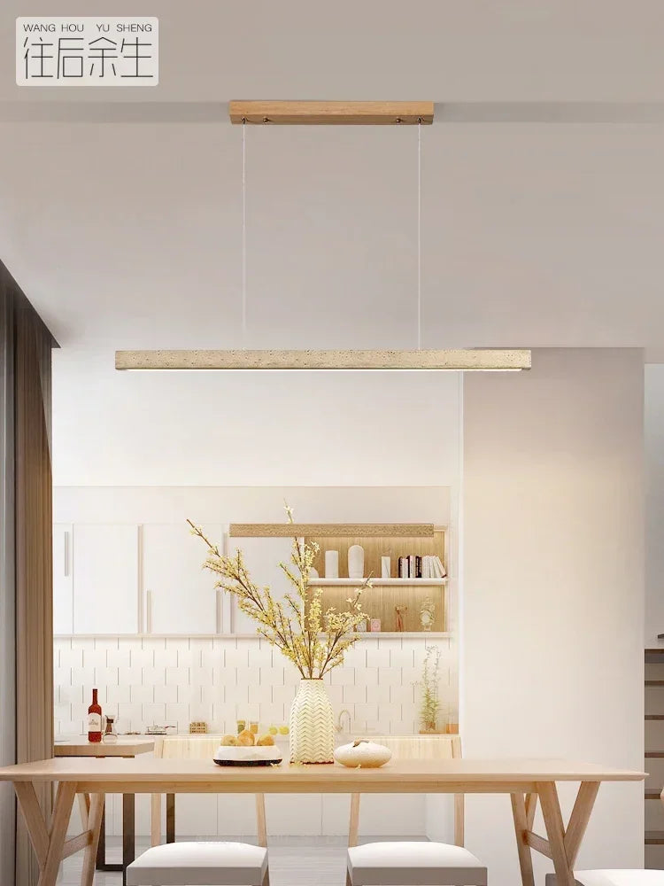 Minimalist Wood Stone Pendant Light for Dining