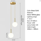Modern LED Bedside Pendant Light White/Smoke Gray Glass Ball Ceiling Hanging Lamps Nordic Home Decoration Ceiling Pendant Lamp