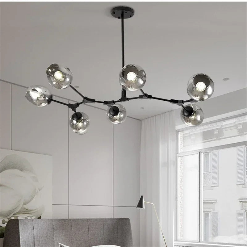 Modern Glass Pendant Light - 6 Bulb Hanging Lamp