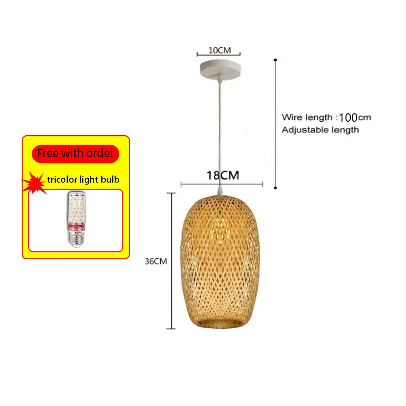 Bamboo Rattan Woven Pendant Light Chandelier