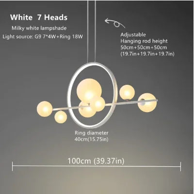 Nordic Glass Pendant Light with Iron Frame