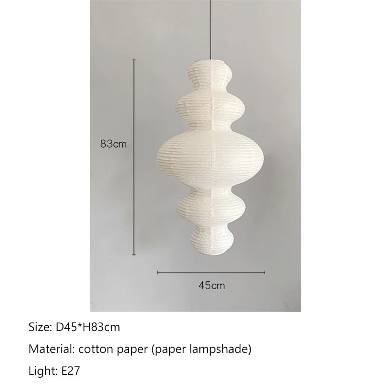 Wabi Sabi Rice Paper Style Totem Pendant Light for Staircase and Living Room